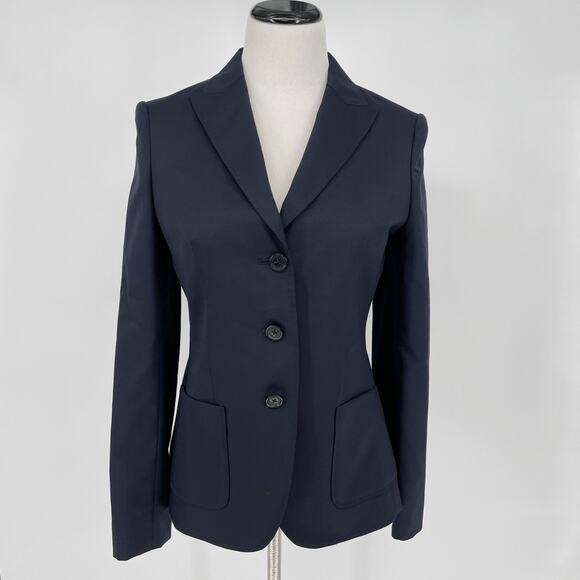Women’s Brooks Brothers 346 Navy Blue Blazer sz 6 Classic Navy 3 Button Wool - Picture 1 of 12